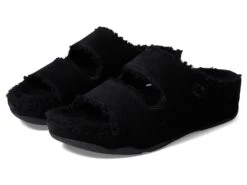 FitFlop Shuv Two-Bar Shearling-Lined Suede Slides